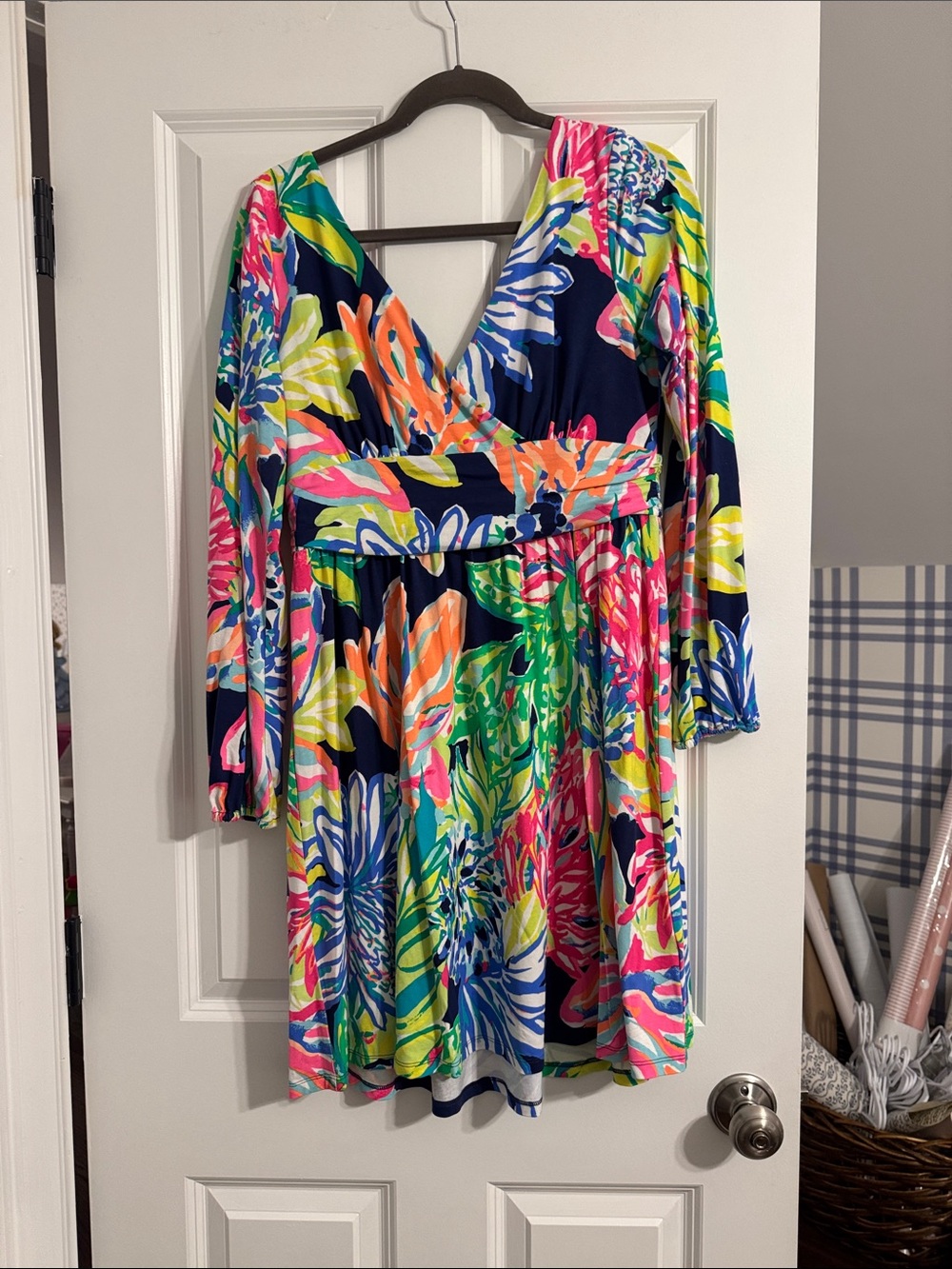 Lilly Pulitzer Vibrant Floral Wrap Dress - Navy Multi